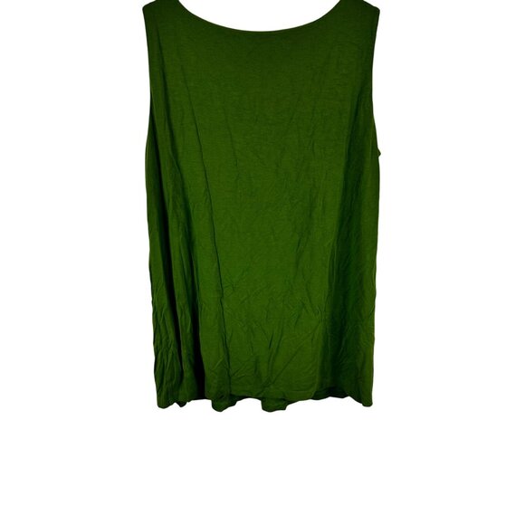 Premise Size XL Green Embroidered Trim Neckline Sleeveless Top - Picture 6 of 8